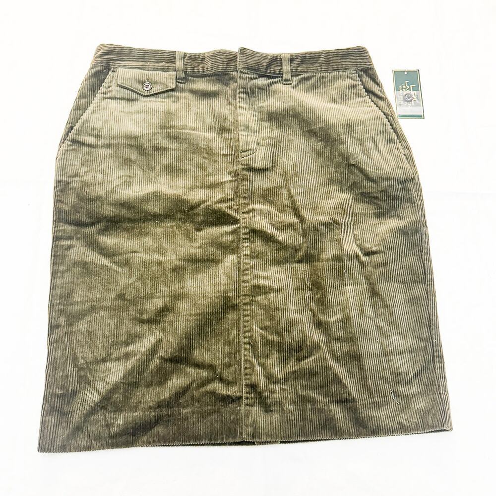 Lauren Ralph Lauren Olive Corduroy Style Cotton Pencil Skirt Lined Size 12 NWT